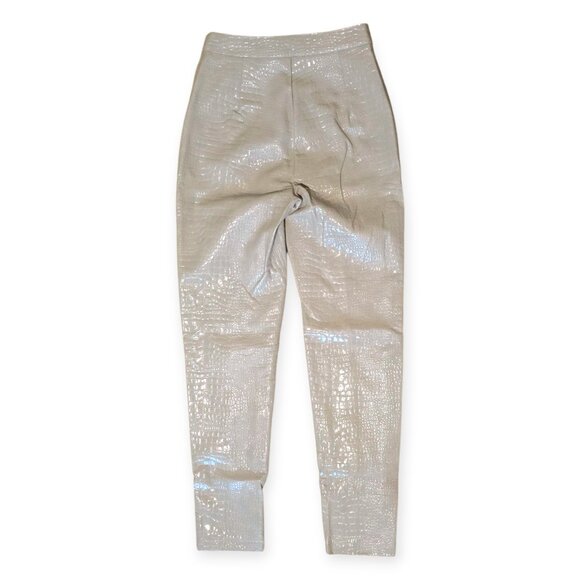 Nasty Gal Beige Faux Leather Croc Pants Size 6 - Picture 3 of 6